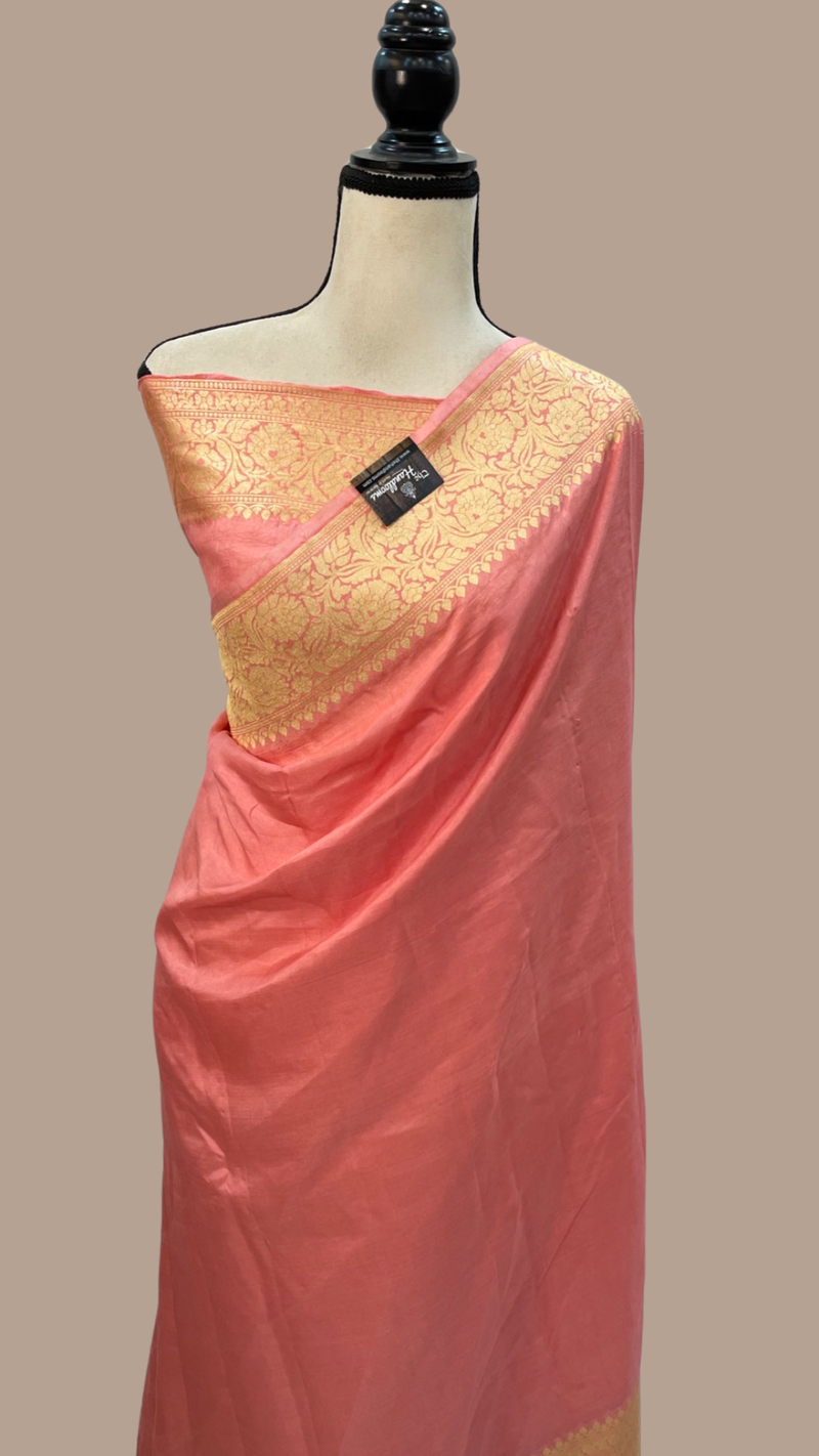Pure Katan Silk Banarasi Handloom Saree - All over Kadua Plain - The Handlooms