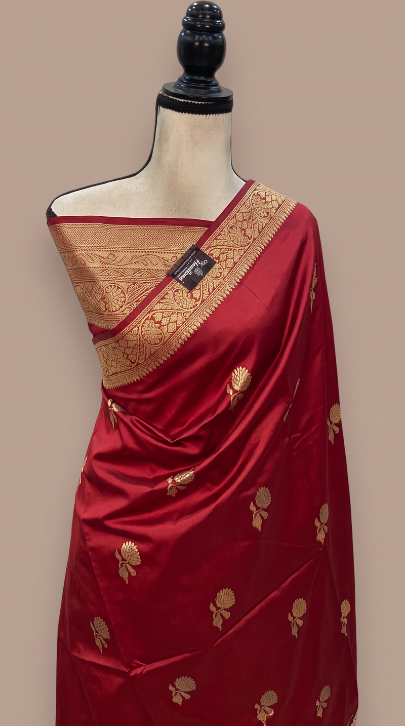 Pure Katan Silk Banarasi Handloom Saree - All Over Kadua Motifs