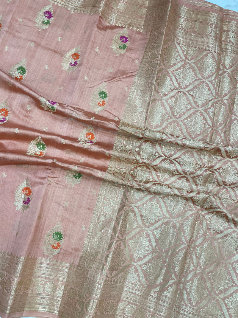 Pure Dupion Silk Banarasi Saree - Gold Zari - The Handlooms