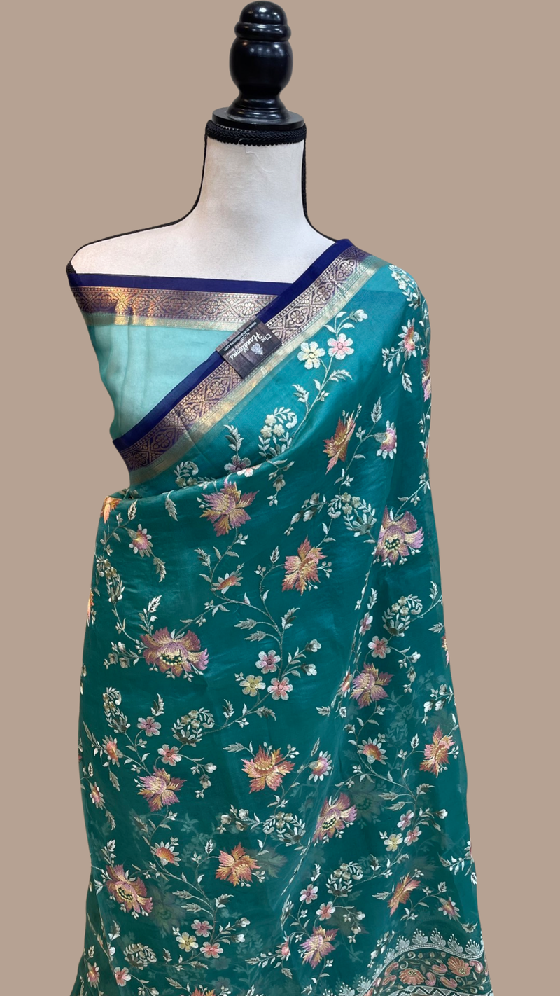 Pure Organza Chikankari Handloom Banarasi Saree - The Handlooms