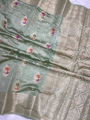Pure Dupion Silk Banarasi Saree - Gold Zari - The Handlooms