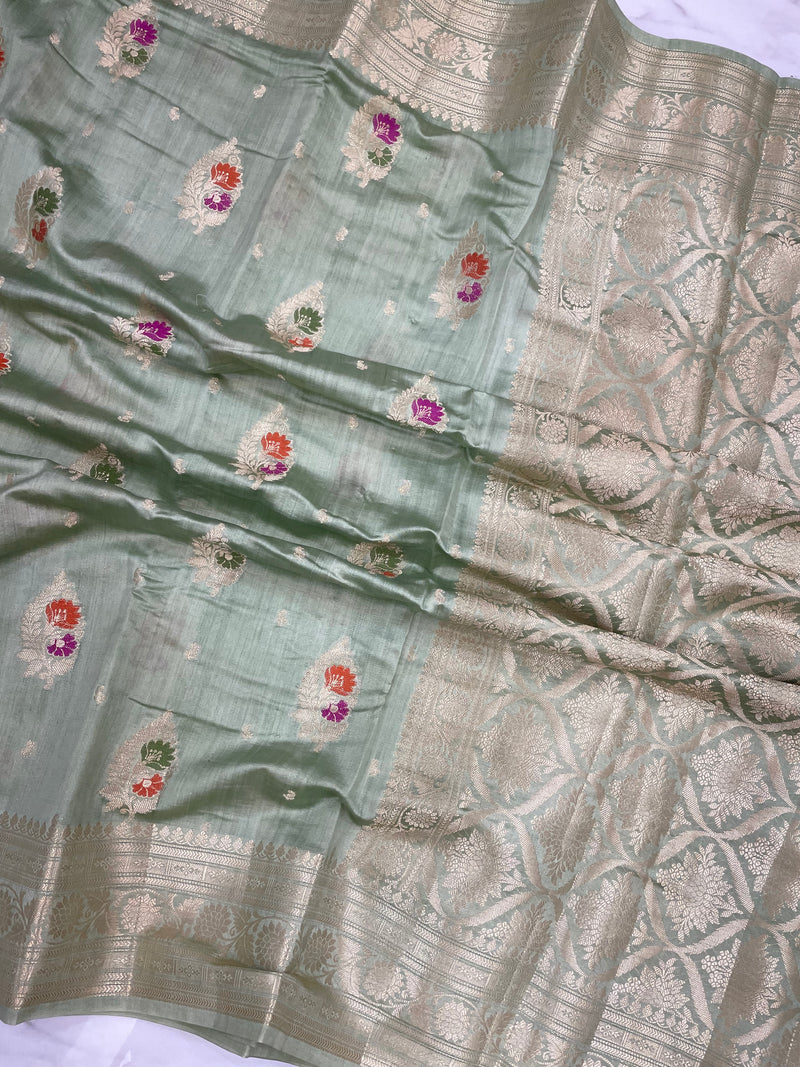 Pure Dupion Silk Banarasi Saree - Gold Zari - The Handlooms