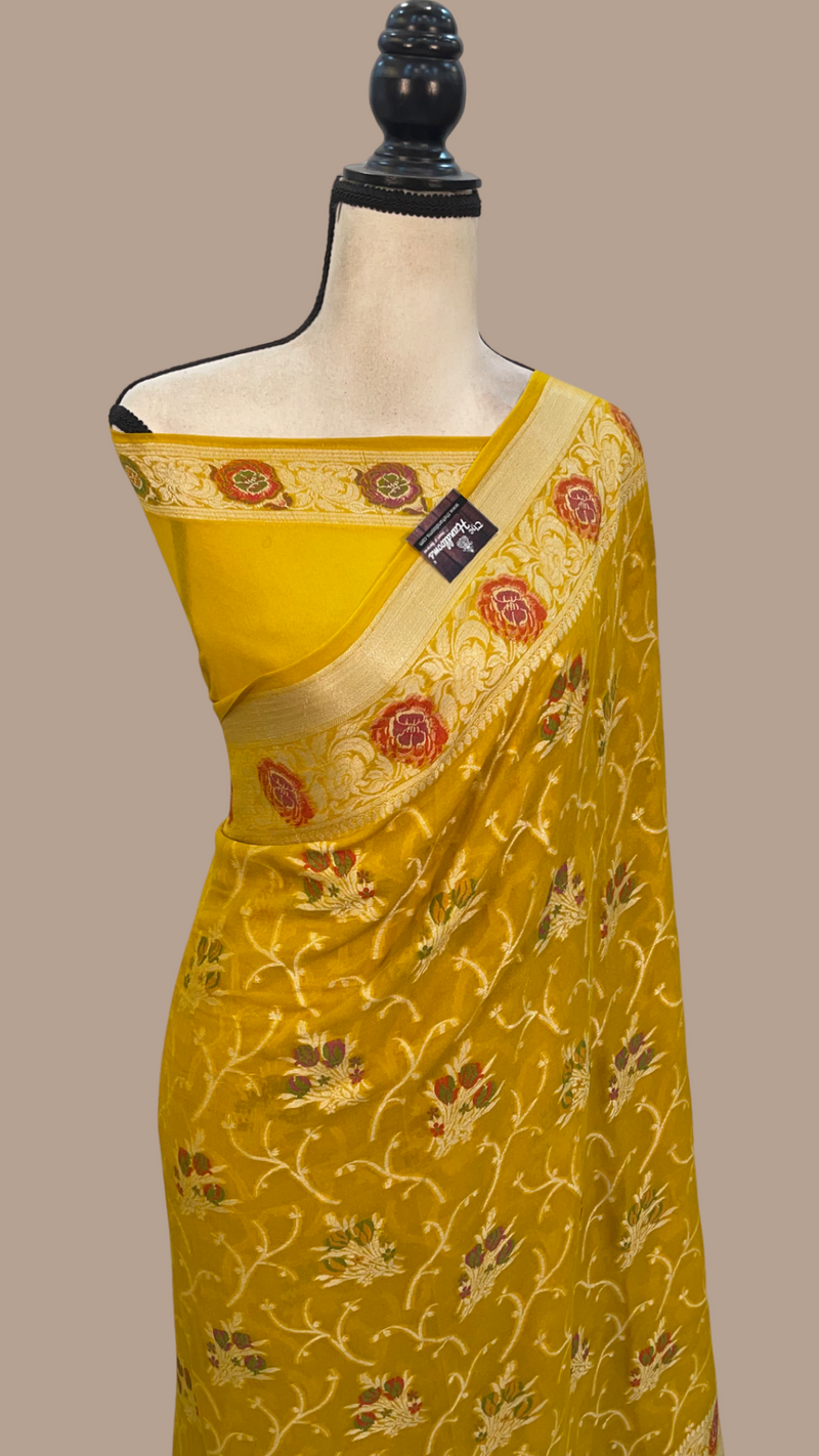 Pure Chiffon Khaddi Banarasi Saree - The Handlooms