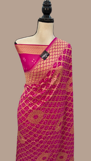Pure Georgette Banarasi Bandhej Handloom Saree - The Handlooms