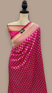 Pure Katan Silk Banarasi Handloom Saree - All over Sona Roopa Jaal work - The Handlooms