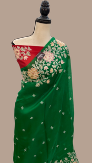 Pure Organza Chikankari Handloom Banarasi Saree - The Handlooms