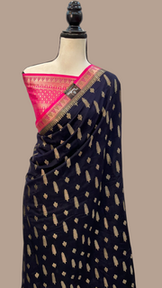 Pure Dupion Silk Banarasi Saree - Gold Zari - The Handlooms