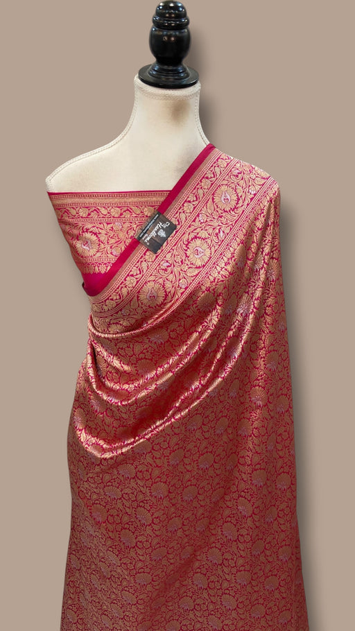 Regal Pure Katan Silk Banarasi Saree – Handwoven Tanchui Brocade With Meenakari - The Handlooms