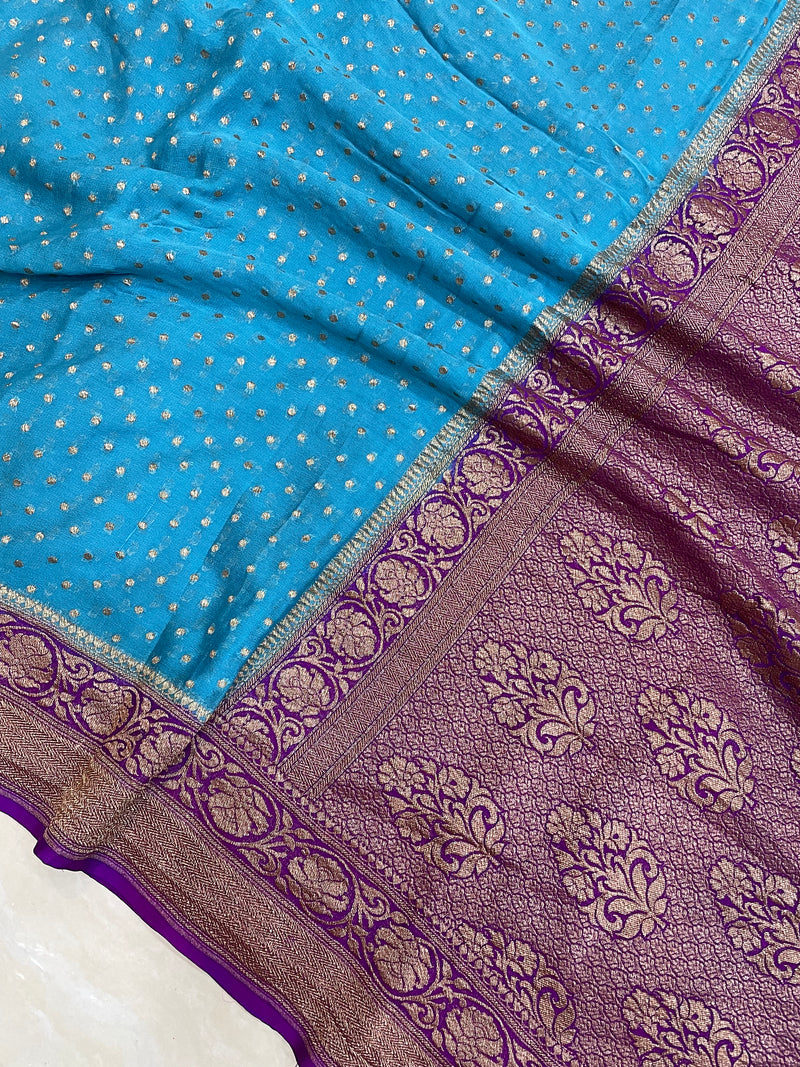 Khaddi Georgette Banarasi Saree -  Antique zari - The Handlooms