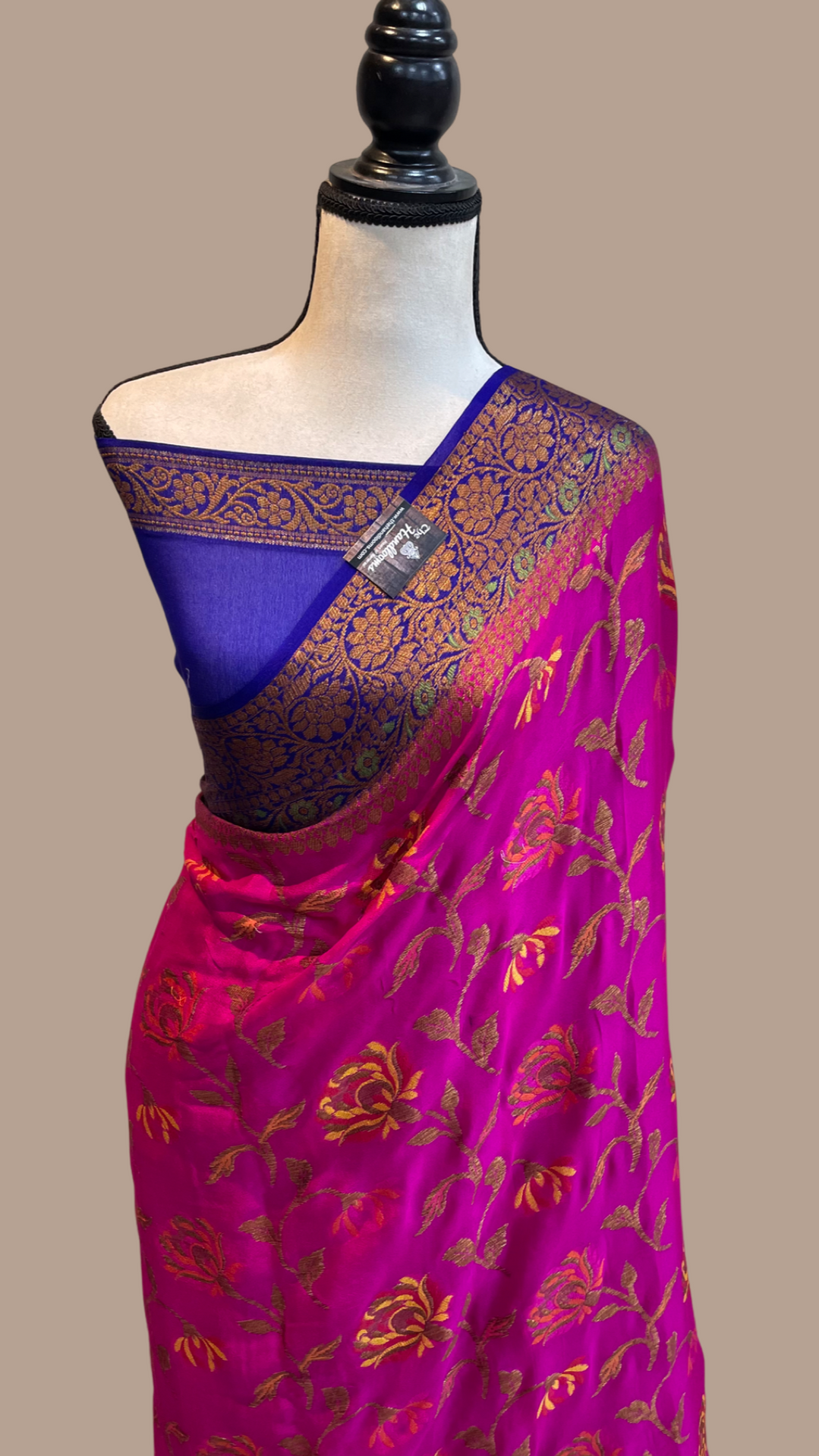 Turquoise Pure Chiffon Khaddi Banarasi Saree main image 1