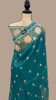 Pure Organza Chikankari Handloom Banarasi Saree - The Handlooms