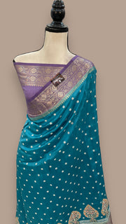 Pure Chiniya Silk Handloom Banarasi Saree with Chikankari - The Handlooms