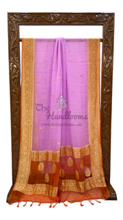 Pure Georgette Handloom Banarasi Saree - Gold zari - The Handlooms