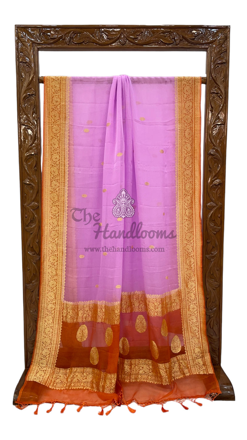 Pure Georgette Handloom Banarasi Saree - Gold zari - The Handlooms