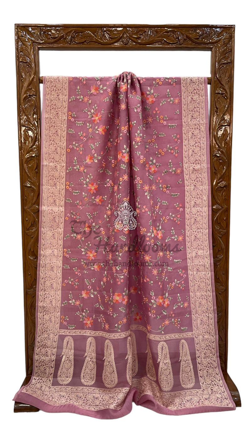 Pure Organza Chikankari Handloom Banarasi Saree - The Handlooms