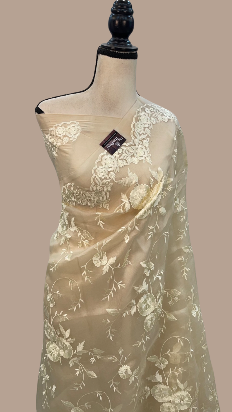 Organza Chikankari Handloom Banarasi Saree - The Handlooms