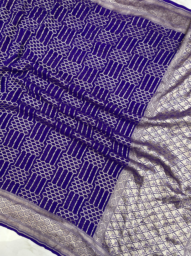 Khaddi Georgette Handloom Banarasi Saree - The Handlooms