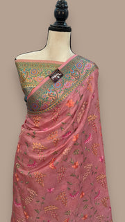 Tussar Silk Handloom Banarasi Saree With Chikankari - The Handlooms