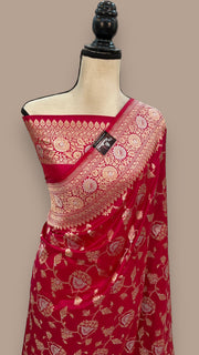 Pure Katan Silk Banarasi Handloom Saree - All over Sona Roopa Jaal work - The Handlooms