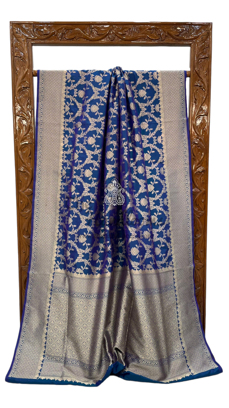 Pure Katan Silk Banarasi Handloom Saree - All Over Jaal Work - The Handlooms