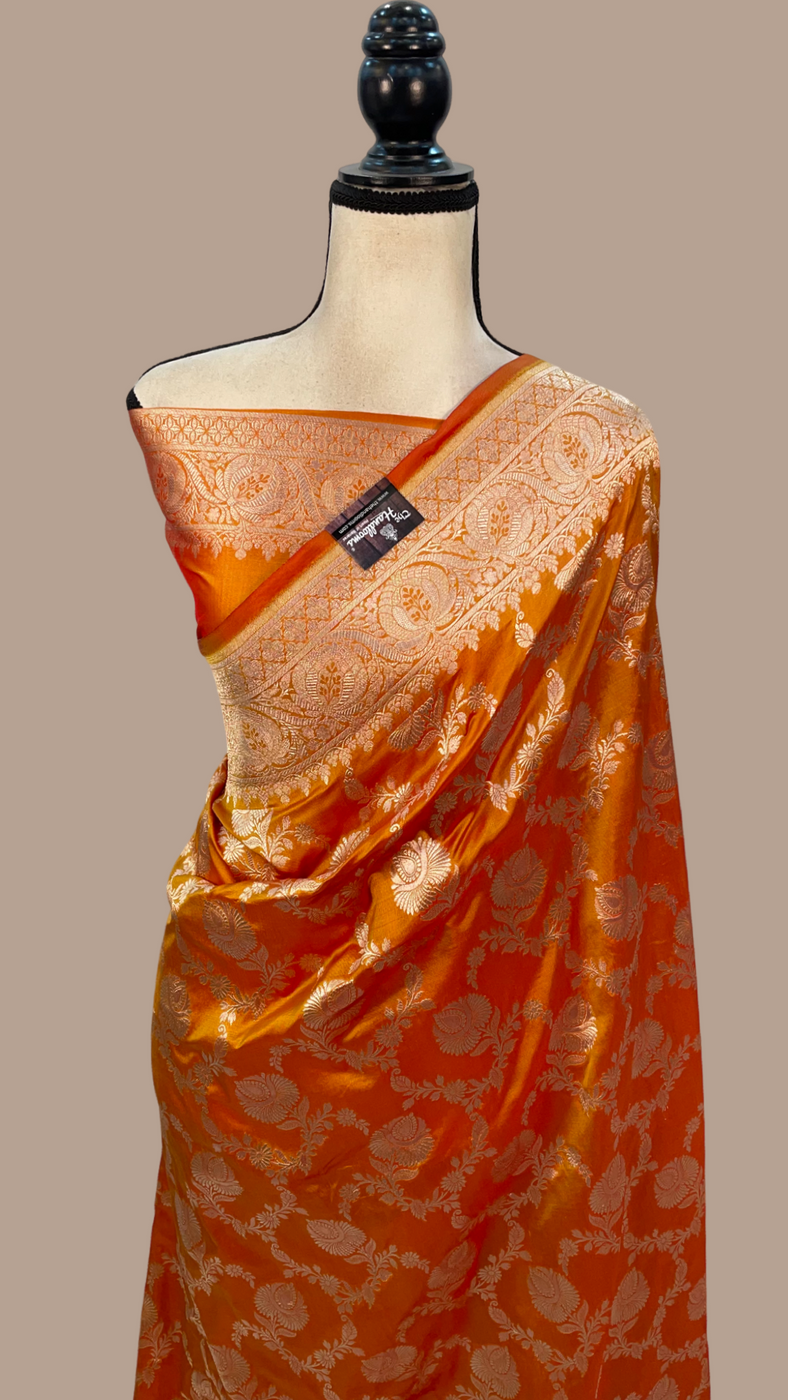 Pure Katan Silk Banarasi Handloom Saree - All over jaal work - The Handlooms