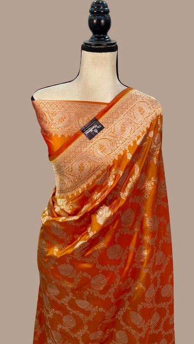 Pure Katan Silk Banarasi Handloom Saree - All over jaal work