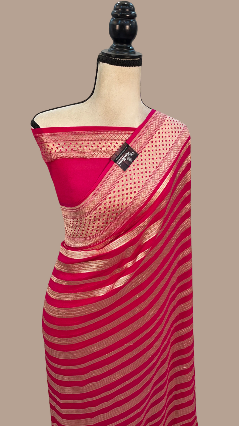 Khaddi Georgette Handloom Banarasi Saree - The Handlooms