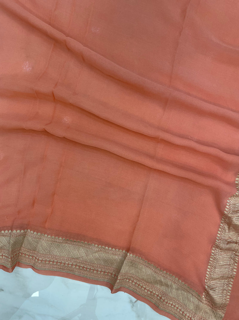 Pure Khaddi Georgette Dupatta - water zari - The Handlooms