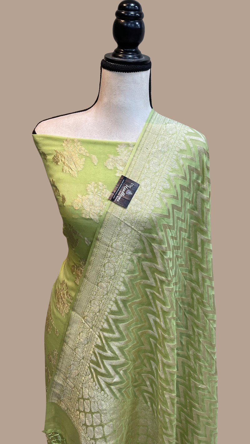 Pure Khaddi Georgette Banarasi Dress material - The Handlooms