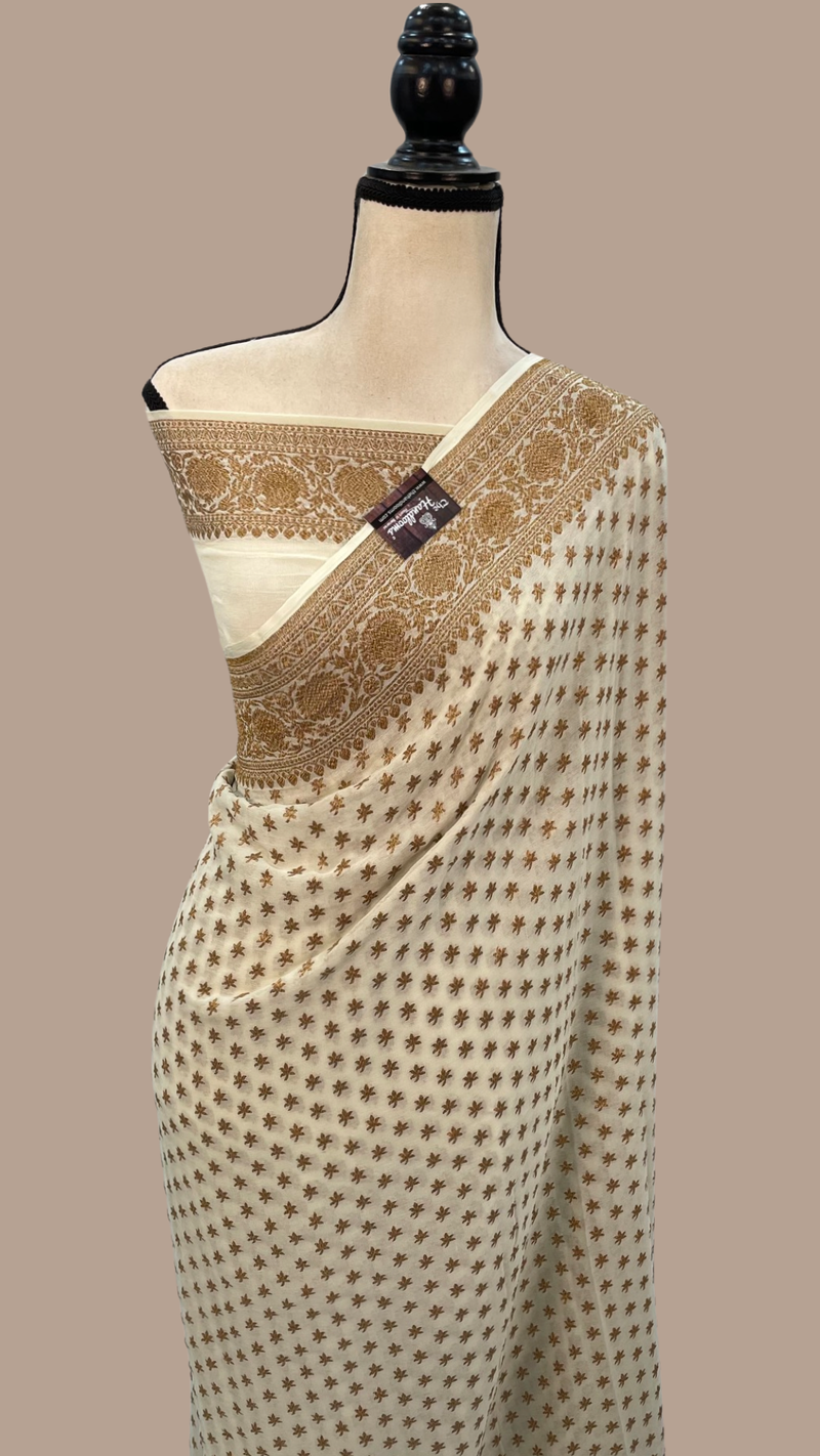 Khaddi Georgette Banarasi Saree -  Antique zari - The Handlooms