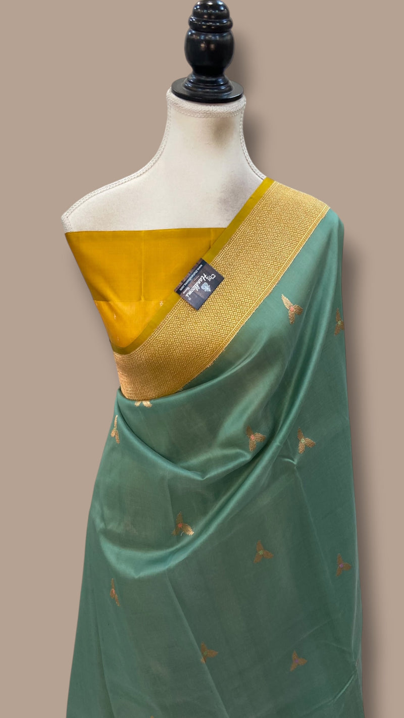 Pure Kora Silk Handloom Banarasi All Over Kadua Motifs Saree
