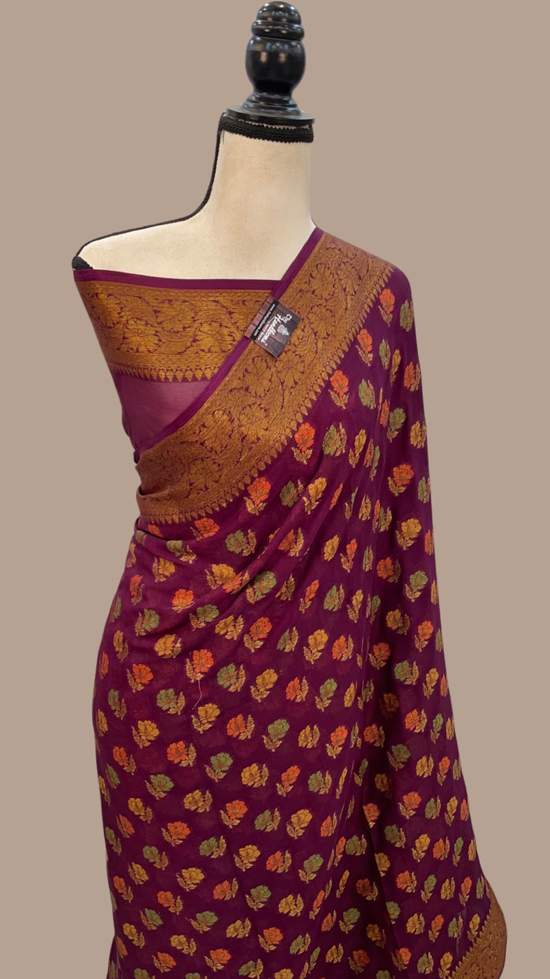 Pure Chiffon Khaddi Banarasi Saree - The Handlooms