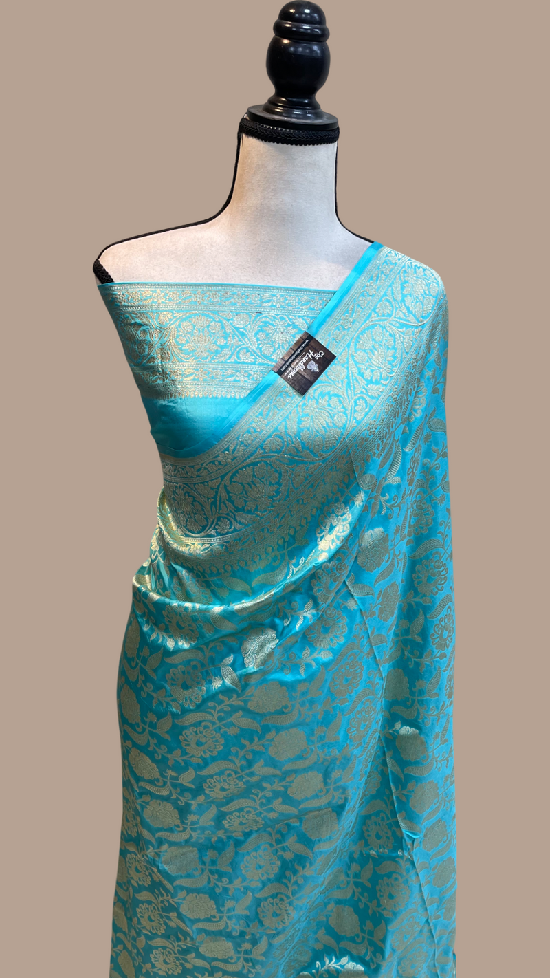 Pure Katan Silk Banarasi Handloom Saree - All Over Jaal Work - The Handlooms