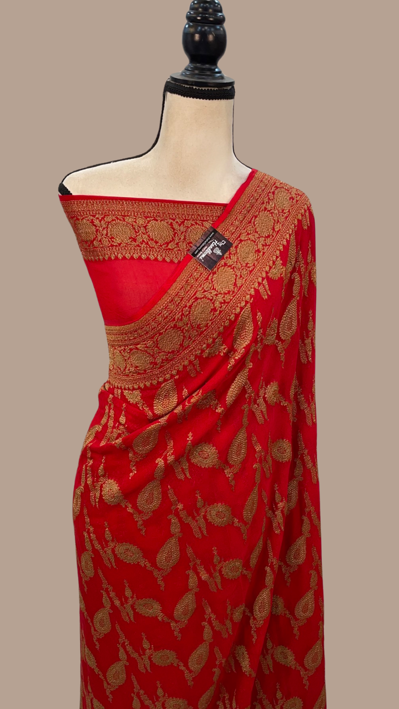 Khaddi Georgette Banarasi Saree -  Antique zari - The Handlooms
