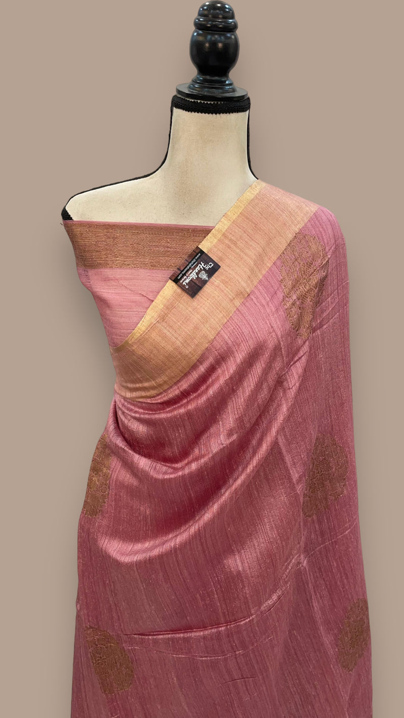Pure Matka Tussar Silk Handloom Banarasi Saree - The Handlooms