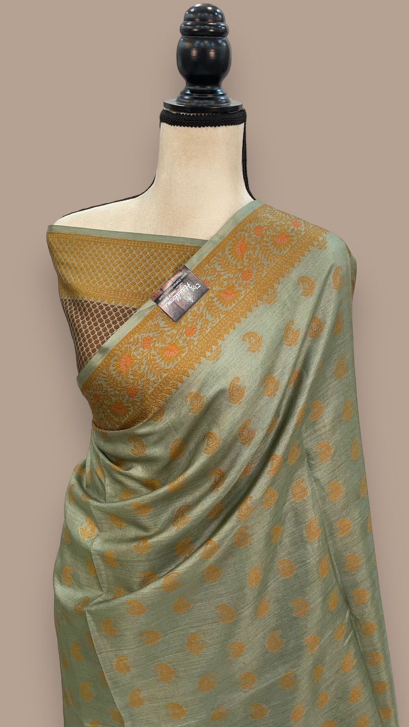 Pure Tussar Silk Handloom Banarasi Saree - The Handlooms