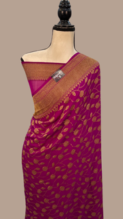 Khaddi Georgette Banarasi Saree -  Antique zari - The Handlooms