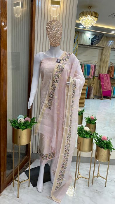 Pure Cotton Banarasi Dress material with Chikankari