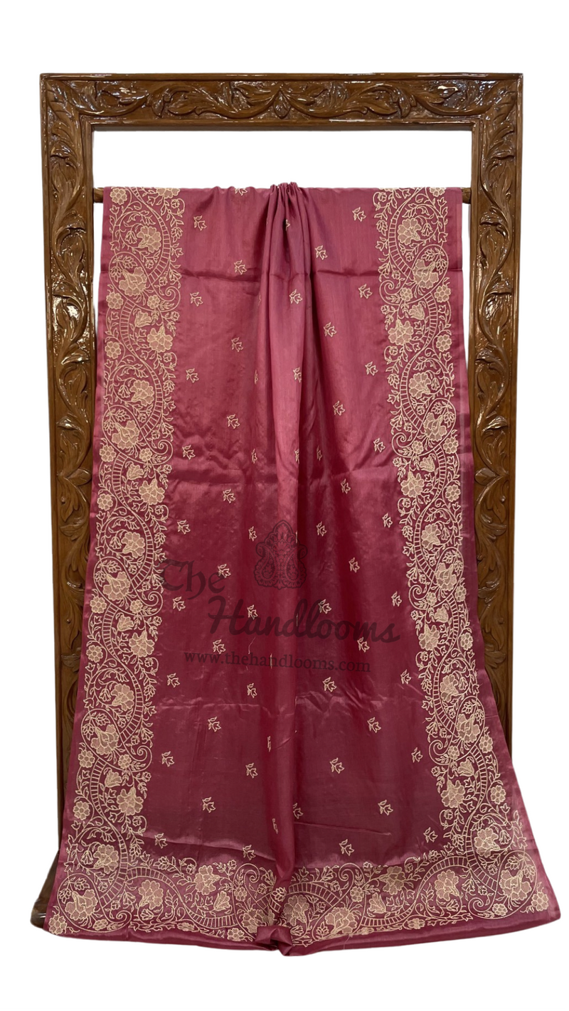 Tussar Silk Handloom Banarasi Saree With Chikankari - The Handlooms