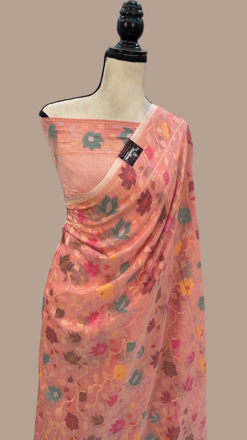 Pure Cotton Jamdani Handloom Banarasi Saree - The Handlooms