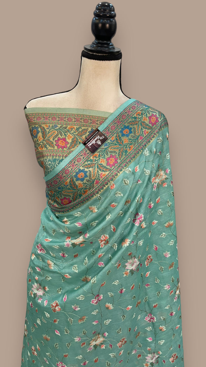 Tussar Silk Handloom Banarasi Saree With Chikankari - The Handlooms