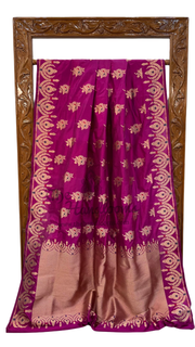 Pure Katan Silk Banarasi Handloom Saree - All over Jaal work with Meenakari - The Handlooms