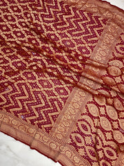 Pure Georgette Banarasi Bandhej Handloom Saree - The Handlooms