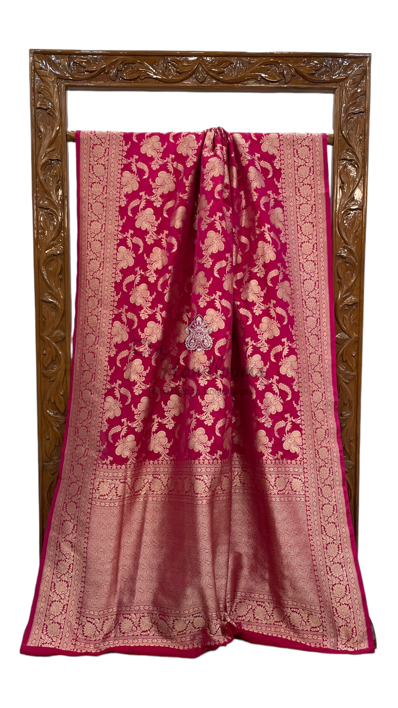 Pure Katan Silk Banarasi Handloom Saree - All Over Jaal Work - The Handlooms