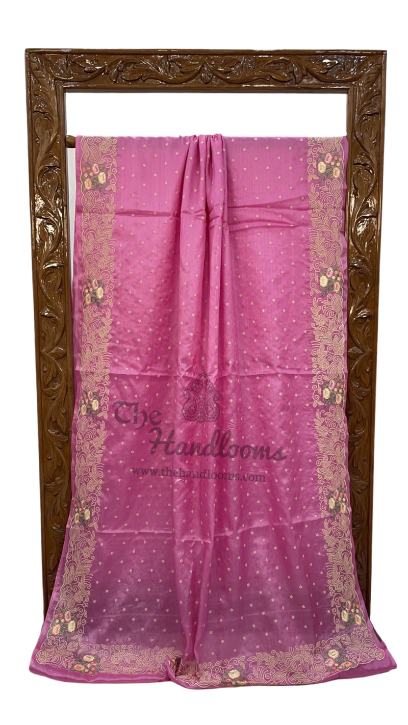 Tussar Silk Handloom Banarasi Saree With Chikankari - The Handlooms