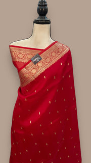 Red Pure Kora Handloom Banarasi Saree - The Handlooms