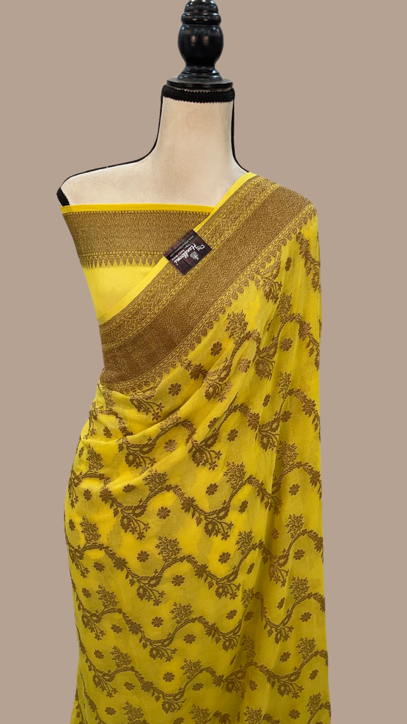 Khaddi Georgette Banarasi Saree -  Antique zari - The Handlooms