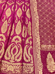 Pure Khaddi Georgette Bandhani Handloom Banarasi Lehenga - The Handlooms