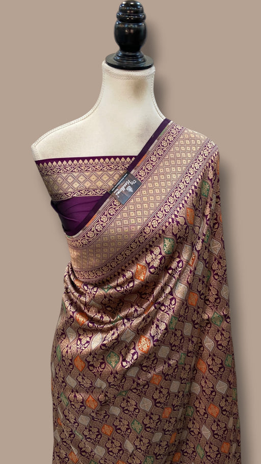 Regal Pure Katan Silk Banarasi Saree – Handwoven Tanchui Brocade With Meenakari - The Handlooms