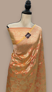 Pure Katan Silk Banarasi Handloom Saree - All Over Jaal Work - The Handlooms